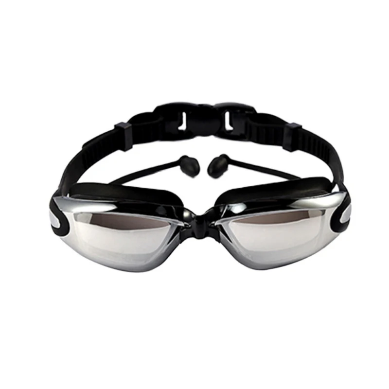 Swimming Goggles Kit High Definition Waterproof Anti-fog Glasses Large Frame Lens Eyewear With Swim Hat Ear Plug Nose Clip m1