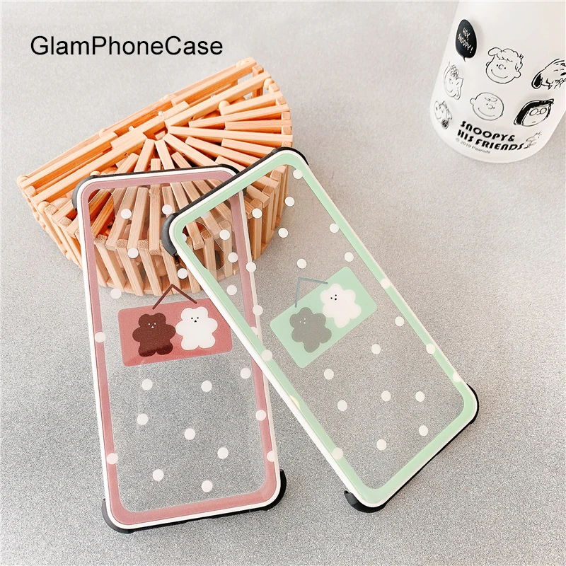 

GlamPhoneCase Wave Point Two Bears Phone Case For iPhone X XS Max XR Hard Case For iPhone 7 8 6 6s Plus Case