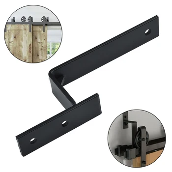 

Black Bypass Sliding Barn Door Hardware Double Track Big Wheel Hanger Kit 6mm