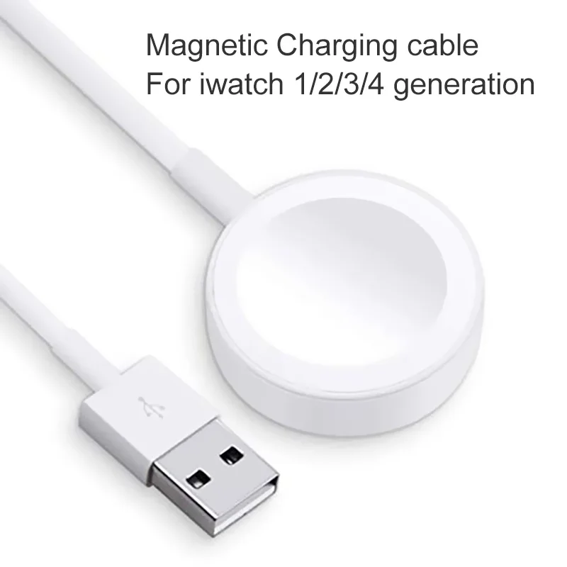 

wireless charger for apple watch, iwatch series 1/2/3/4 iphone accessories magnetic fast charging cable 1m portable cord (White)