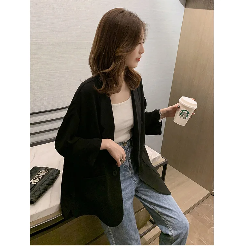 

2019 Autumn New Style Korean-style Loose Thin Small Suit Coat Goddess Pink Short-height Slimming Online Celebrity Tops