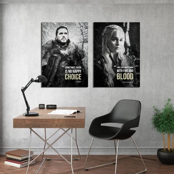 

1 Piece Jon Snow&Daenerys Targaryen Game of Thrones Movie Poster Paintings Abstract Art GOT Movie Picture Wall Art Paintings