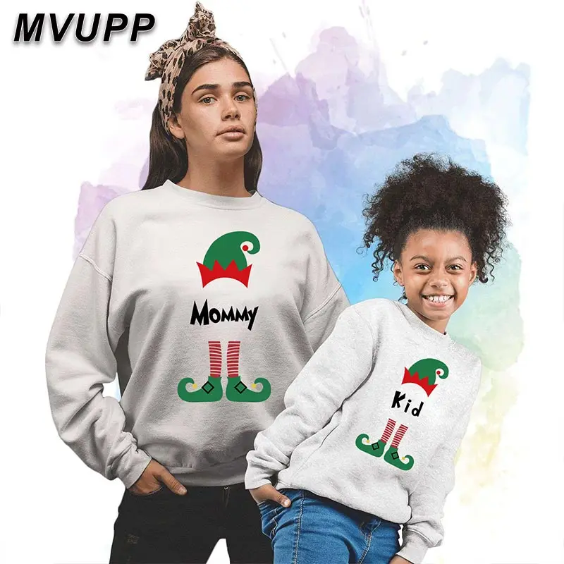 MVUPP/подходящая футболка для всей семьи с оленем хлопковый комплект одежды с принтом Санта-Клауса и бороды для малышей на Рождество, год