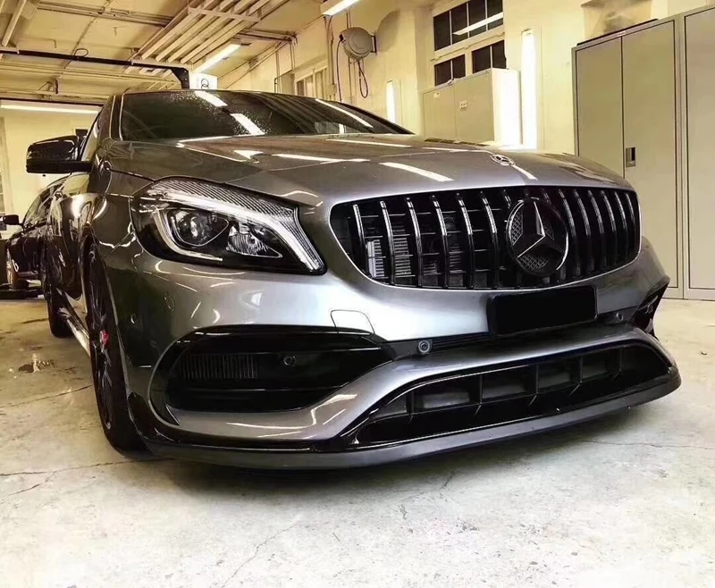 Для Benz W176 A200 A250 A45 AMG хэтчбек Спорт- глянцевый черный передний бампер спойлер для губ разветвители Canards вентиляционные отверстия 8 шт