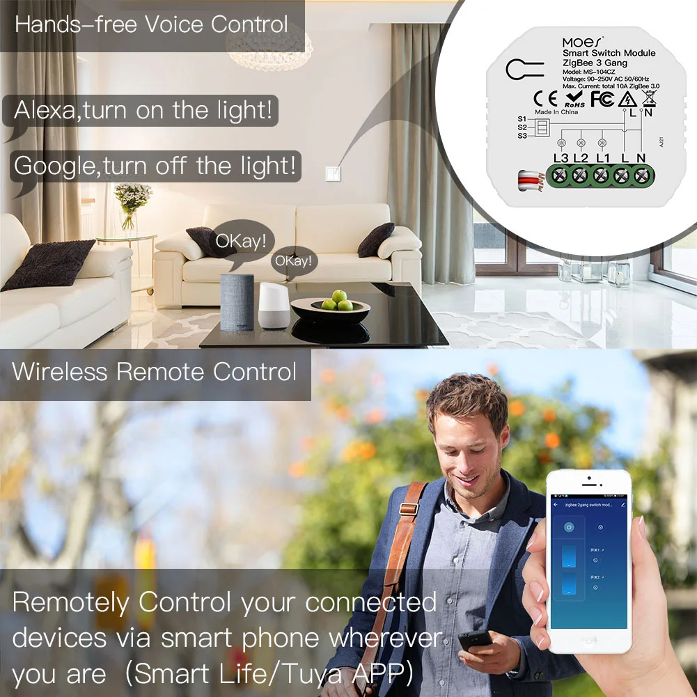 ZigBee 3.0, 1, 2, 3 Gang, Vida