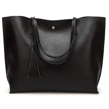 

Large PU Leather Woman Handbag, Tote Bag Shoulder Crossbody Single Shoulder Bags (Black)