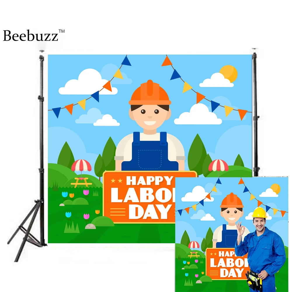 Fondo de decoración del día del trabajo de trabajadores de dibujos animados  decoración del Día del Trabajo fotografía|Fondo| - AliExpress