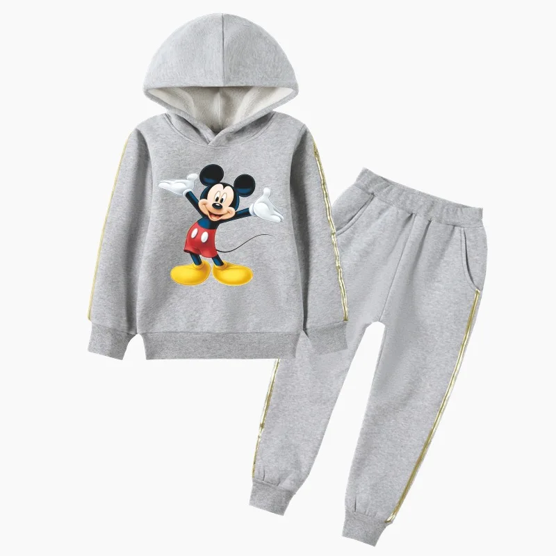 

Winter Fleece Children Clothes Mickey Teenagers Boys Hooded Sweatshirt&pants Christmas Outfits Toddler Girls Costume Clothing