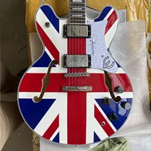 Customized high quality electric guitar, national flag pattern piano body, rose wood finger board, free shipping