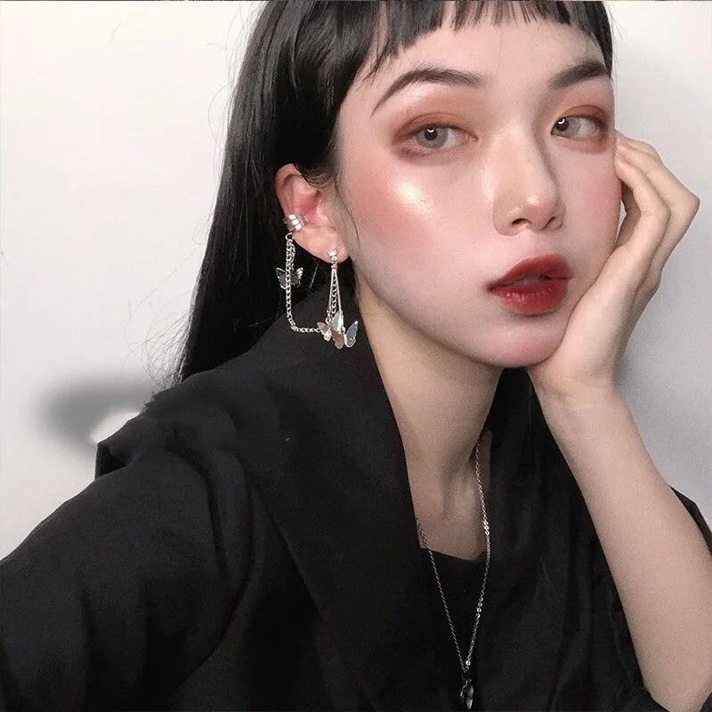 Fashion female ear bone clip cold wind earrings punk cool stud earrings butterfly ear bone clip one earring