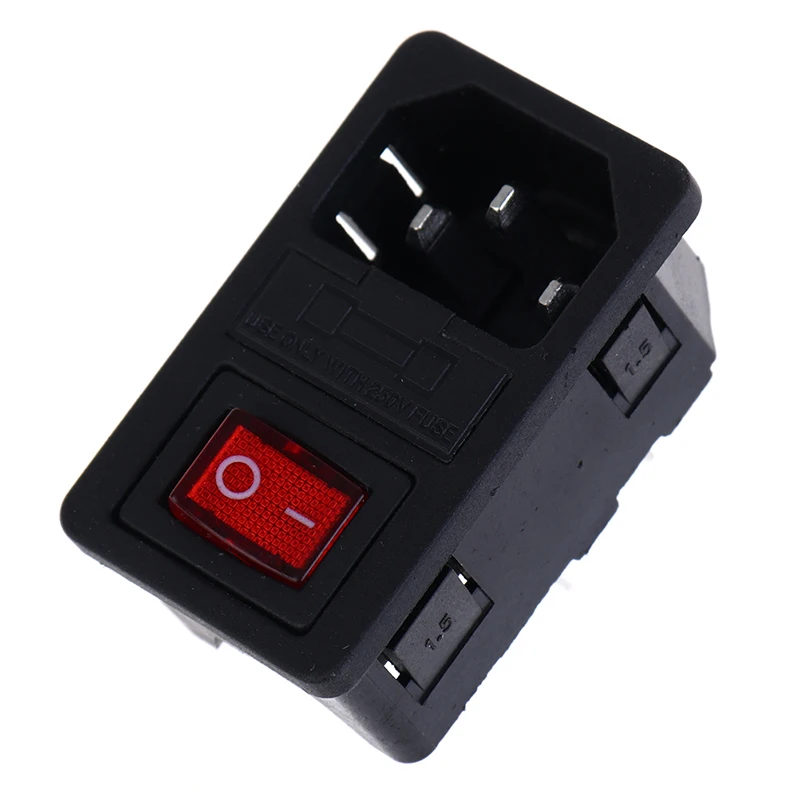 10A 250V Inlet Male Power Socket With Fuse Switch 10A 250V 3 Pin IEC320 C14 AD