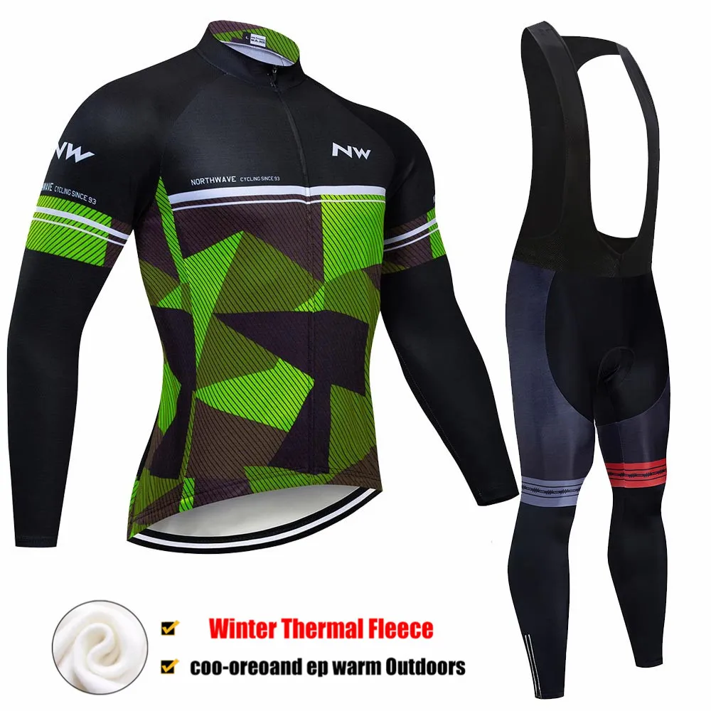 Pro Team NW Велоспорт Джерси 9D Bib набор MTB Форма велосипед одежда мужская зимняя теплая флисовая велосипедная Одежда для велоспорта