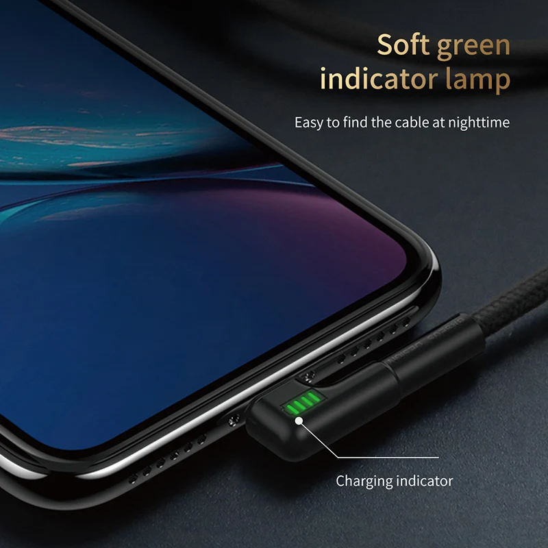 Baseus usb кабель для зарядки с двойным изгибом для iPhone 11 XS Max XR 8 Plus 2.4A быстрое зарядное устройство кабель для передачи данных USB шнур для зарядки