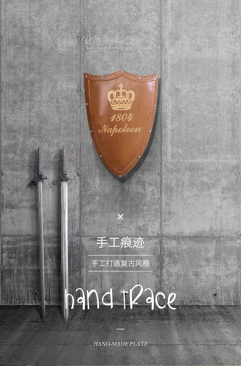 Medieval Roman iron shield wall hanging sword decoration bar ktv Internet bar wall pendant shooting props