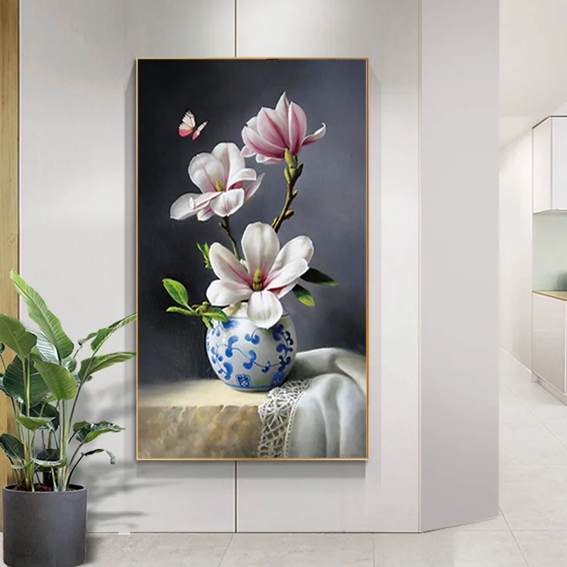 Cross stitch kits Embroidery Needlework Sets DIY 11CT Magnolia Blossom print Canvas Patterns Retro Floral Style