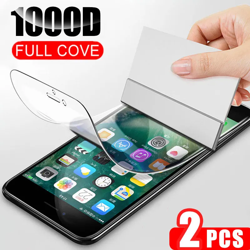 2Pcs 1000D Hydrogel Film Screen Protector For iPhone 7 8 Plus 6 6s Soft Protective On 11 X XR XS Max Pro | Мобильные телефоны и