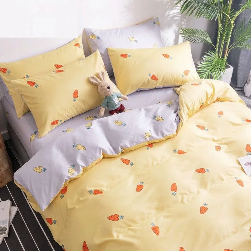 Bedding Set-3 3/4 предмета в комплекте, модная Постельное белье для девочки, милая постельное белье простой Стиль King queen Размеры Постельное белье пододеяльник+ кровать плоский лист+ подушка чехол - Цвет: Bedding Set-3