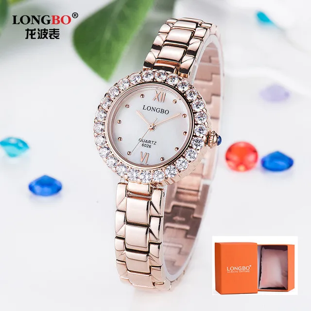 rose gold Женские часы Longbo Роскошные брендовые модные кварцевые часы золотые женские наручные часы женские Hodinky часы Reloj Mujer+ коробка - Цвет: rose gold