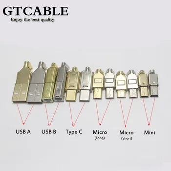 

1set Micro Mini Type C USB 2.0 USB 3.1 Male plug connector Socket Jack Nickel/Gold Plated for DIY data cable HiFi Audio Adapter