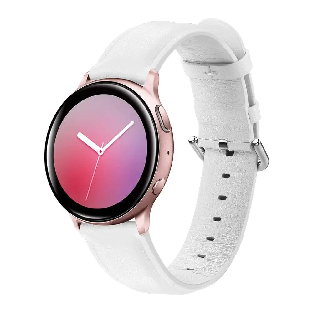 Кожаный ремешок для samsung Galaxy watch active 2 ремешок 44 мм 40 мм gear S2 huawei GT 2 42 мм 20 мм ремешок для часов браслет ремешок для часов 20 - Цвет ремешка: white