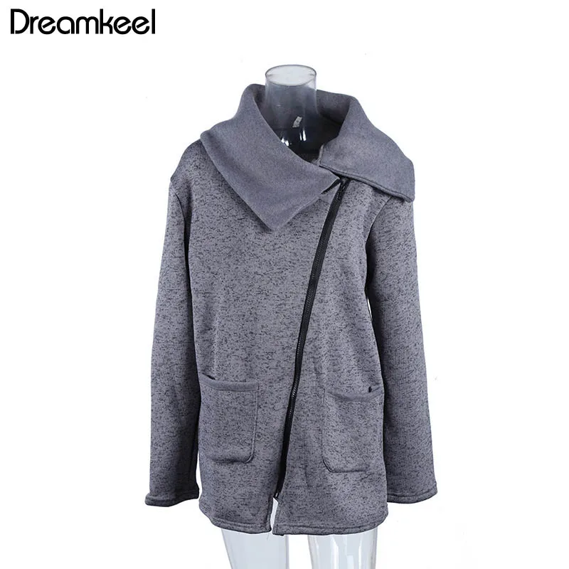 Женские осенне-зимние пальто, модная Флисовая теплая Базовая куртка на молнии сбоку, куртка-бомбер, 5XL пальто большого размера для женщин Y - Цвет: Dark gray