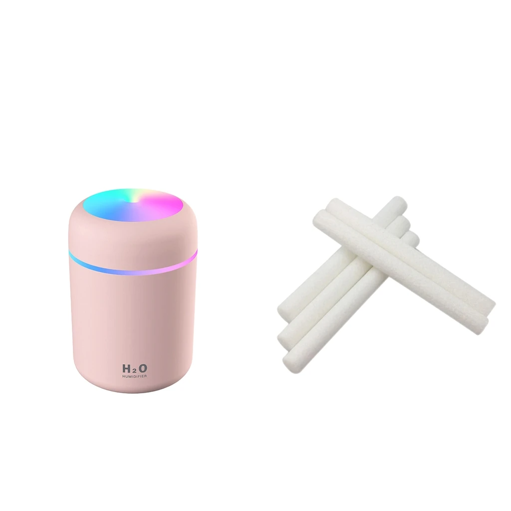 USB Essential Oil Diffuser Air Humidifier Pink + 5pcs Cotton Filter Sticks
