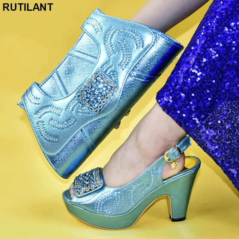 

African Wedding Italian Shoe and Bag Sets Latest Italian Shoes with Matching Bags Shoe Nigerian Women Party Pumps High Heels