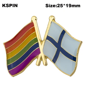 

Rainbow & Finland Friendship Flag Lapel pin badges for clothes Pin badges safety pin brooch XY0578-1