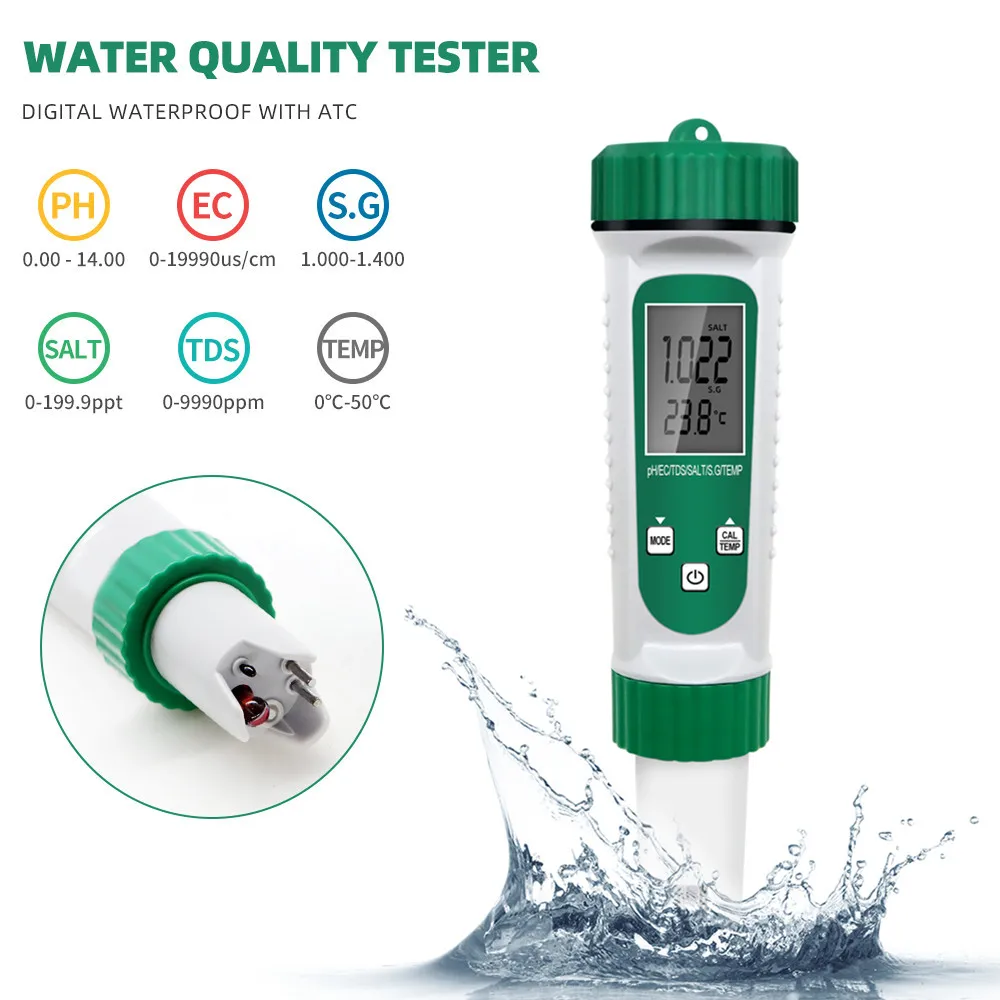 Multimeter6in1WaterQualityToolspHTesterTempTDSECDetectorS