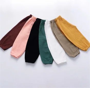 

Toddler Infant Child Baby Girls Boy Pants Wrinkled Cotton Vintage Bloomers Trousers Legging Solid Pants 2020