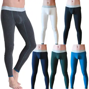 

Tights Men's Slim Warm Winter Pants Long Johns Low Waist Solid Long Johns Pants Plus Thick Thermal Men Underwear Pants