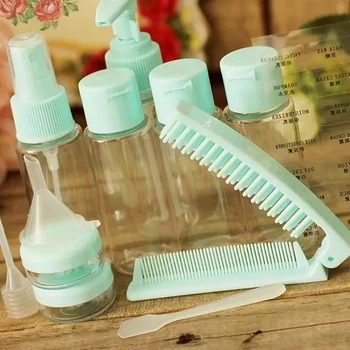 

12 in 1 Portable Travel Plastic Empty Bottle Set with Case Simple Cosmetic Sub-Bottle Combo for Shampoo Conditioner Lotion Cream