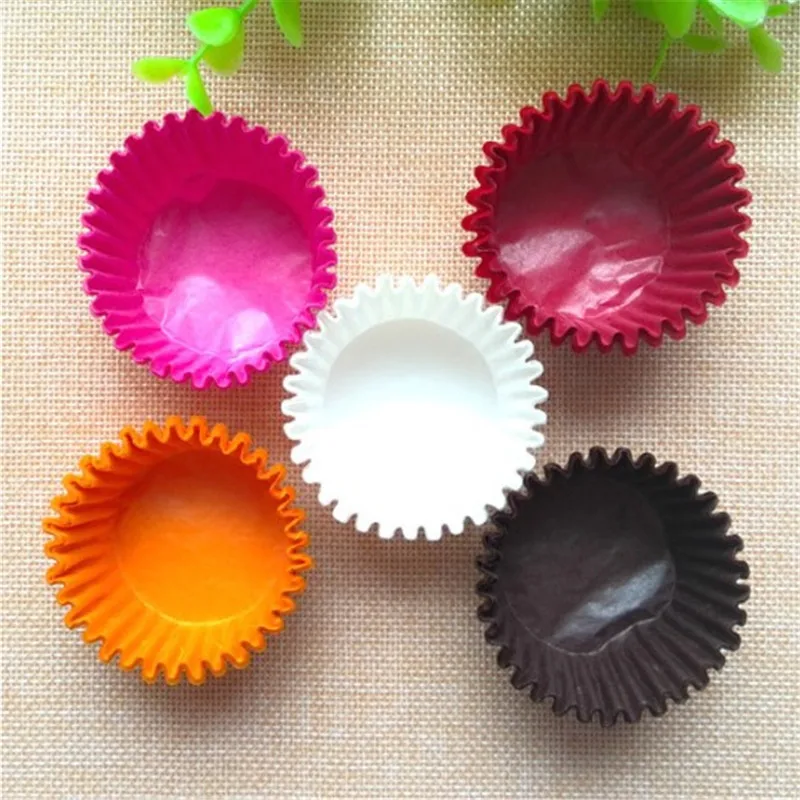 1000PCS Mini Liners Chocalate Paper Baking Cupcake Solid Color Cases Muffin Cake