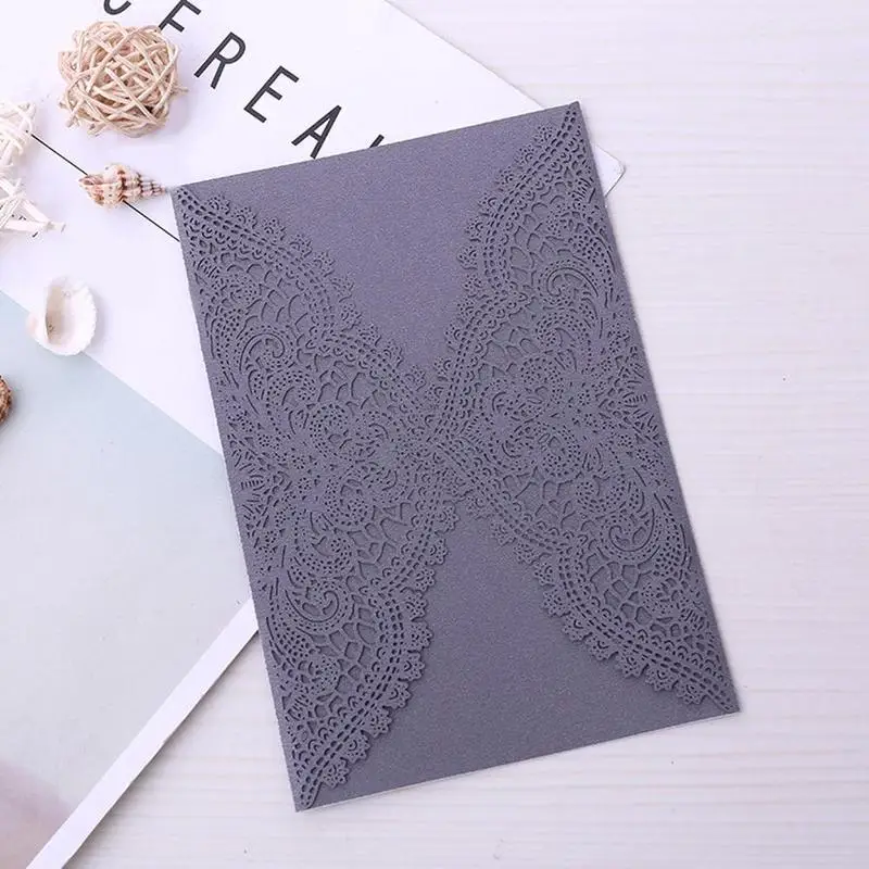  10 Pcs/set Wedding Invitations Cards Lace Style Paper Cut Cards Announcement Greeting Postcards For - 4.00031E+12