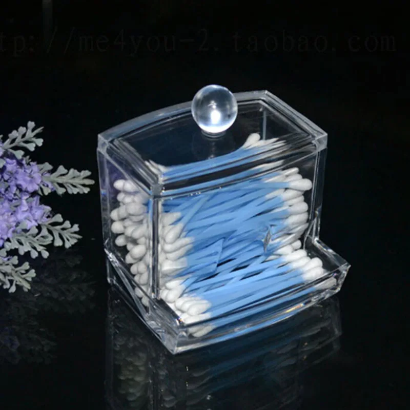 

Box Clear Acrylic Q-tip Holder Box Cotton Swabs Stick For Hotel Storage Cosmetic Makeup Women's Powder Box
