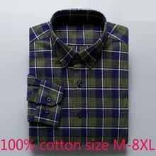 Новая мода хлопок клетчатое с длинным рукавом мужские повседневные платья рубашки Умные повседневные фланелевые мужские большие размеры MLXL2XL3XL 4XL 5XL 6XL 7XL