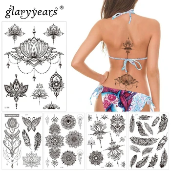 

glaryyears 1 Pc Butterfly And Feather Pattern Temporary Tattoo Sticker Fake Flash Waterproof Fashion Small Body Art Men Women