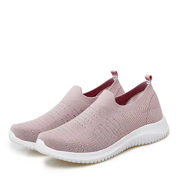 

Skyaxmoto New Sneakers Women Breathable Running Shoes Pink Black Lace-up Knited Outdoor Sports Jogging Walking Female Sneakers