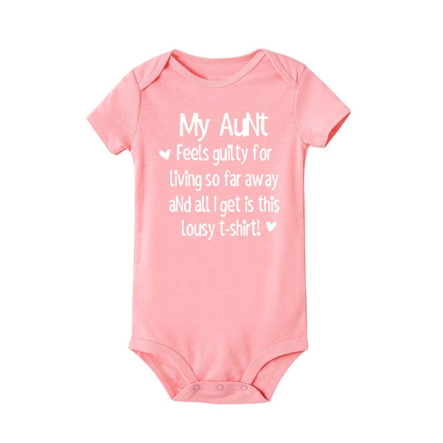 Baby Onesie My Aunt Feels Guilty Cotton Baby Infant Body Suit Short Sleeve Baby Boys Girls Clothes Newborn Baby Clothes - Цвет: white words-pink