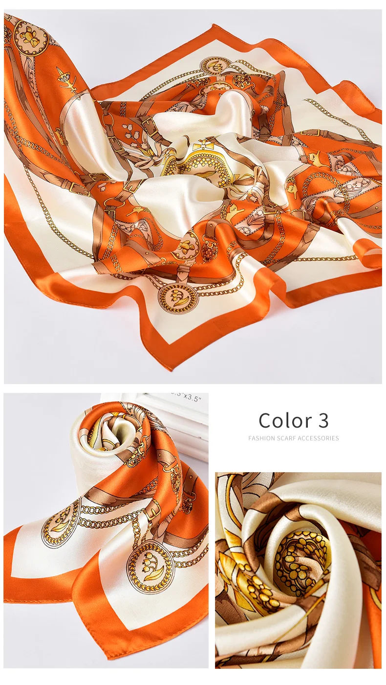 65x65cm, padrão bonito, estampado, luxo, elegante, lenço de seda verdadeira