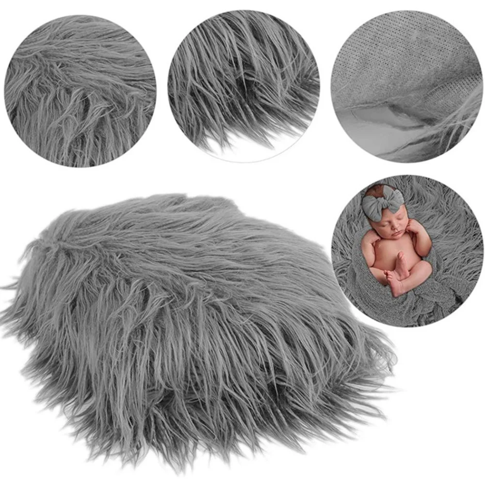 Gray Haokaini Newborn Photo Props Fluffy Blanket Ripple Wrap Sets Photography Wrap Mat for Baby Boys and Girls