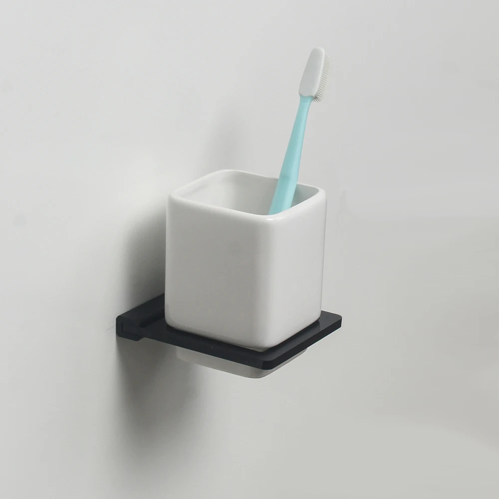 

Europe Tumbler Holder Aluminum & Acrylic Ceramic Holder For Toothbrush Wall Mounted Toothbrush Holder Colorful Bathroom Products