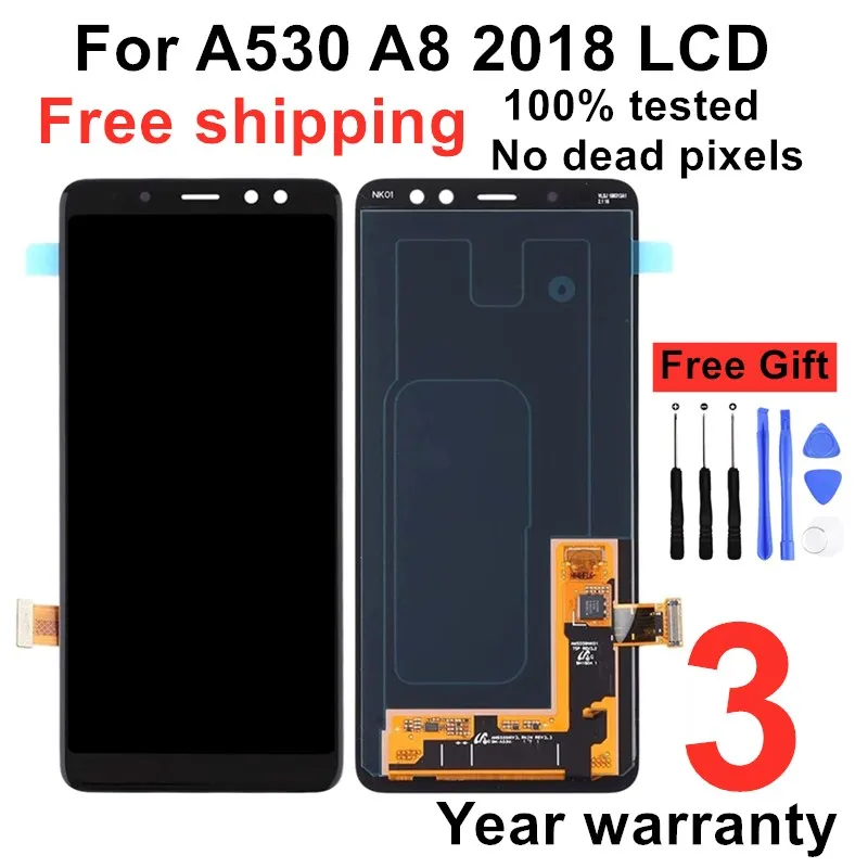 Тест ЖК-дисплей для Samsung Galaxy A8 2018 A530 A530F A530F/DS SM-A530N сенсорный экран дигитайзер