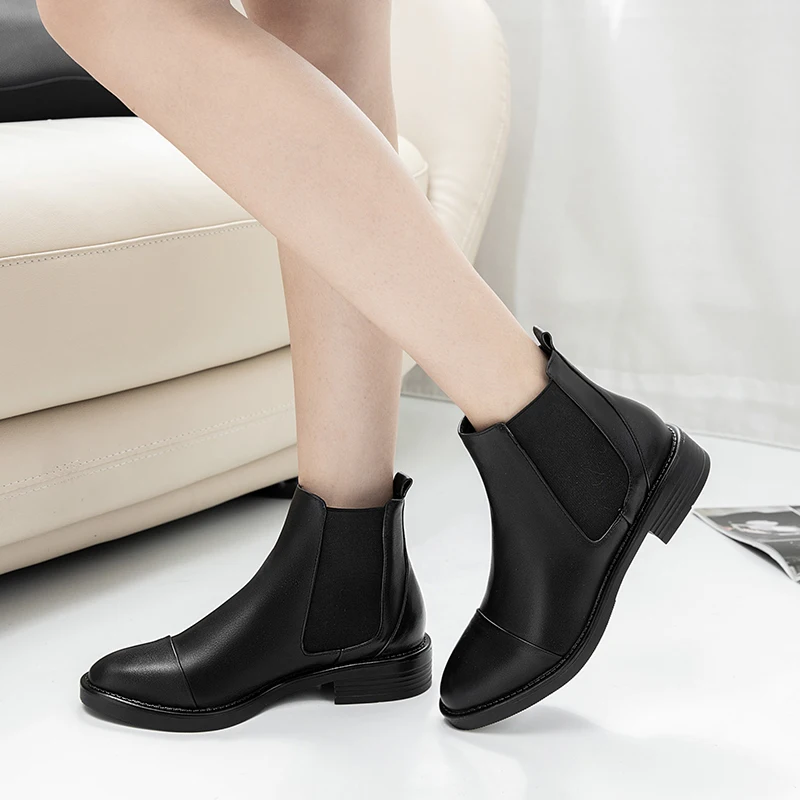 Botines de auténtica de calidad mujer, botas cortas elegantes, zapatos de vestir de fiesta, Botines Chelsea de talla grande, 43 - AliExpress Calzado