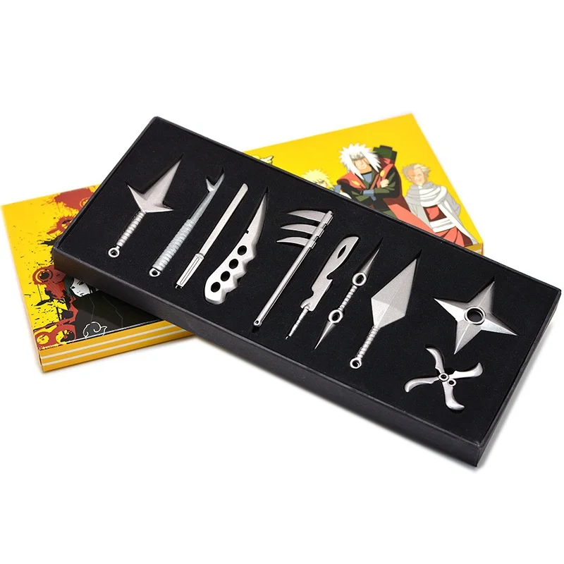 10pcs Anime Naruto Kakashi Uzumaki Weapon set Cosplay Pendant Collection Props