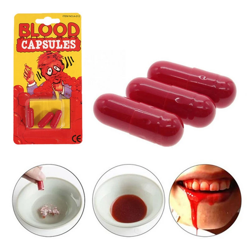 Stretchy Tongue & Blood Capsule Practical Joke Horrific Halloween Magic Trick 