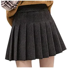Женская Повседневная юбка в складку, эластичная, высокая талия, короткая юбка, шерстяная, кавайная, мини-юбка, сексуальная юбка, женская юбка