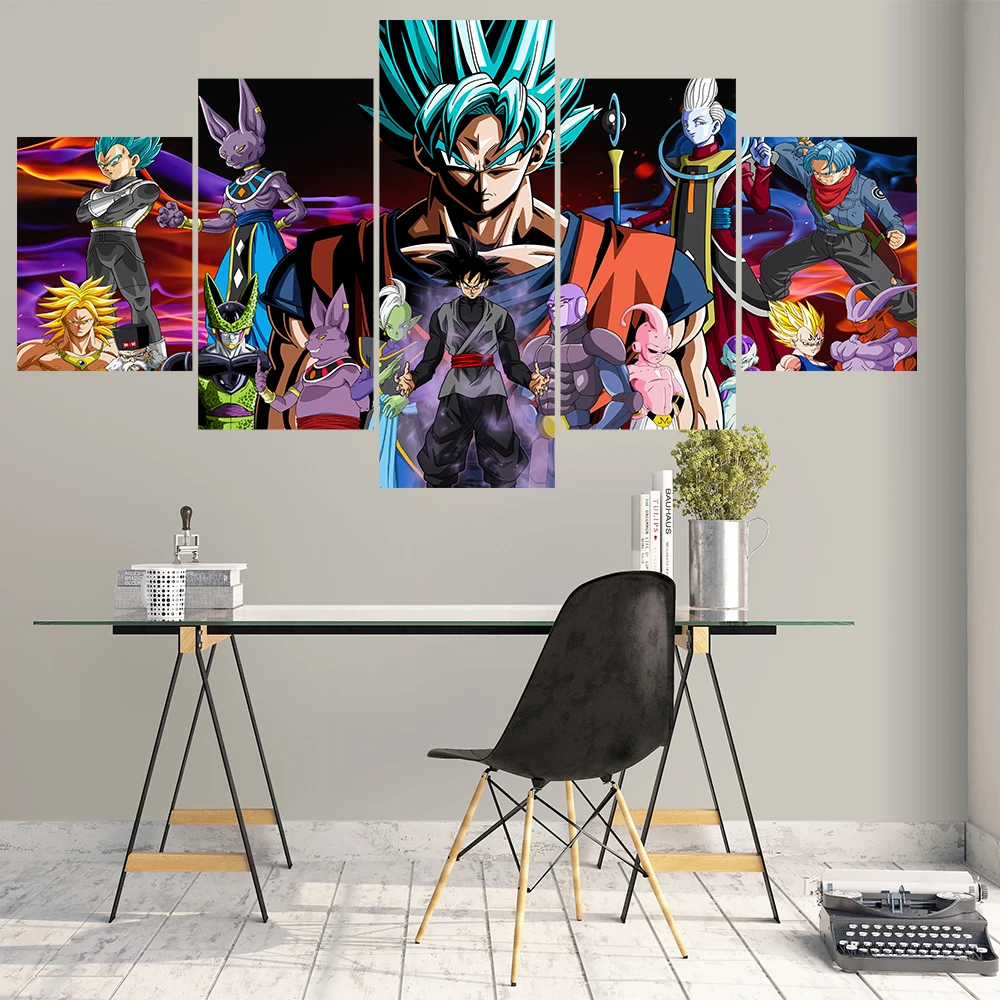 

Home Decor Modular Picture Canvas Painting 5 Piece Dragon Ball Super Animation Poster Wall For Living Room Modern
