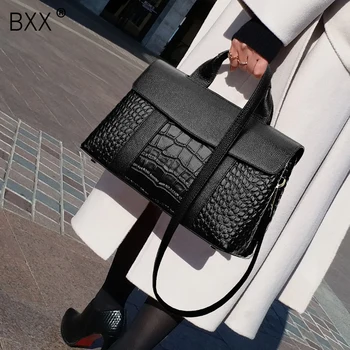 

[BXX] Fashion Women Large Capacity Handbag Famale Shoulder Crossbody Bag All-match Messenger Crocodile Pattern Bags HE266