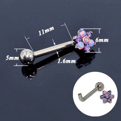 Voilet Flower 1 шт. G23 Титан Кристина вертикальный капот пирсинг CZ драгоценный камень цветок из опала внутренней резьбой клиторное кольцо сексуальные пирсинг ювелирные изделия - Окраска металла: Voilet Flower